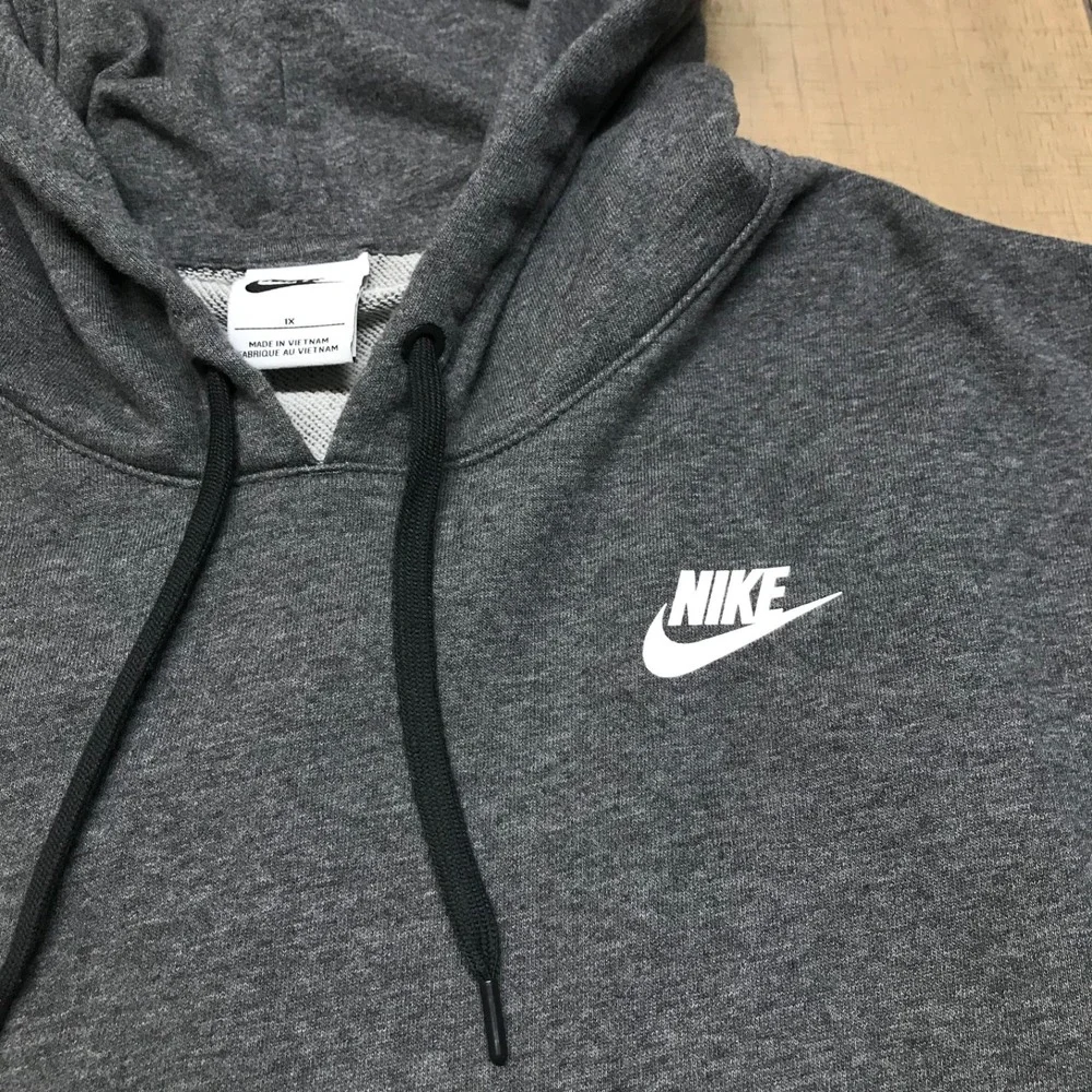 Nike Hoodie Womens Plus Size 1X Gray Pullover Hooded Cotton Blend Gym Run Casual
